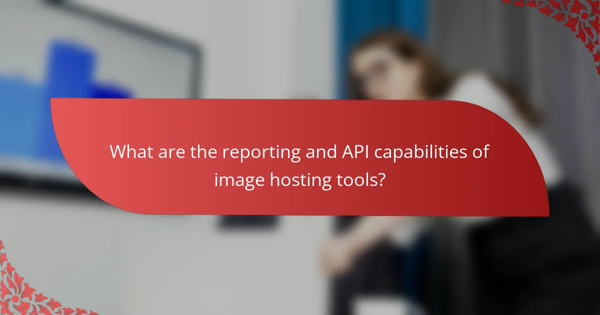 What are the reporting and API capabilities of image hosting tools?